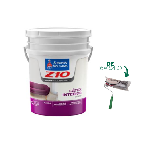 Latex Interior Z-10 Blanco Mate 20 L + Rodillo Lana de 18cm de regalo